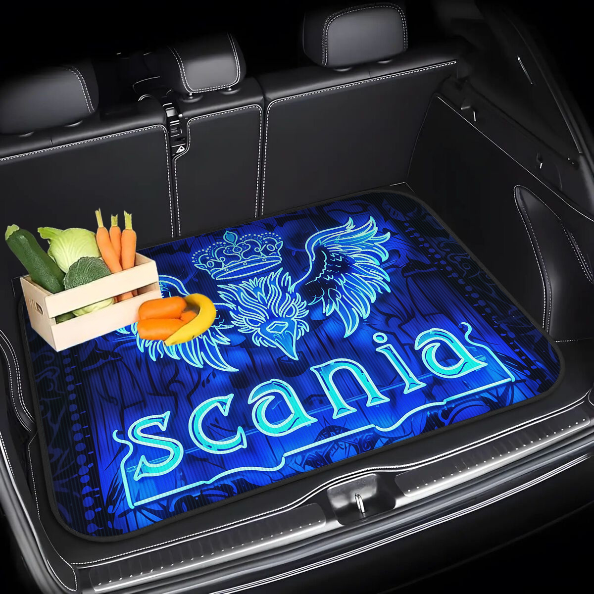 TEMU 1pc Neon Logo Design With Crown | Trunk Mat - A Must-have For Travel, Compatible With Vehicle Types, Suitable For , Cars, Trucks, And All Types