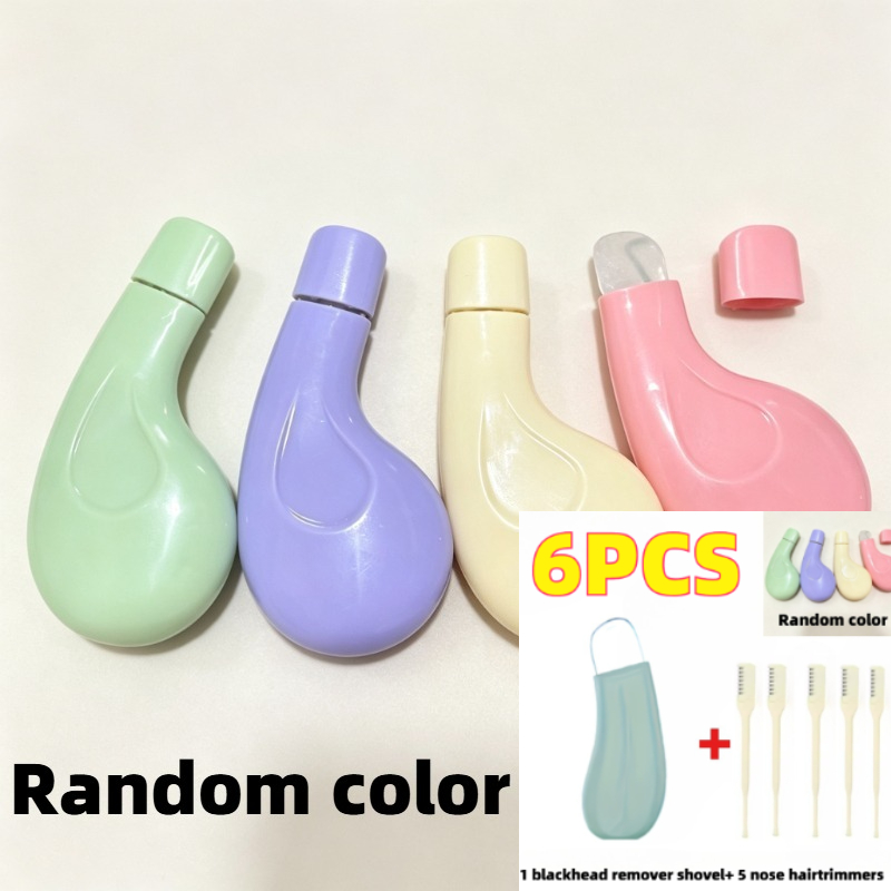 TEMU 6pcs Facial Cleansing Spatulas - Manual Pore Cleaners And Nose Hair Trimmers (random Colors) With Ergonomic Handles, Easy To Grip, Suitable For