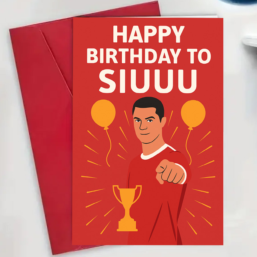 TEMU 1 Trophy Happy Birthday Card, Designed For Sports Fans And Athletes—a Motivational Gift With Celebration Theme, Featuring Red And Golden Colors,