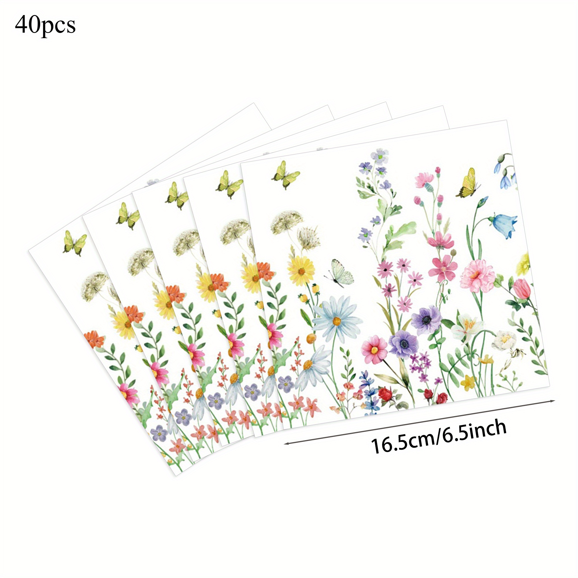 E-shop 40 Stück Frühlings Wildblumen Party Servietten, Einweg Party Servietten, Ideal für Freundespartys, Restaurantveranstaltungen, Picknicks, Innen-