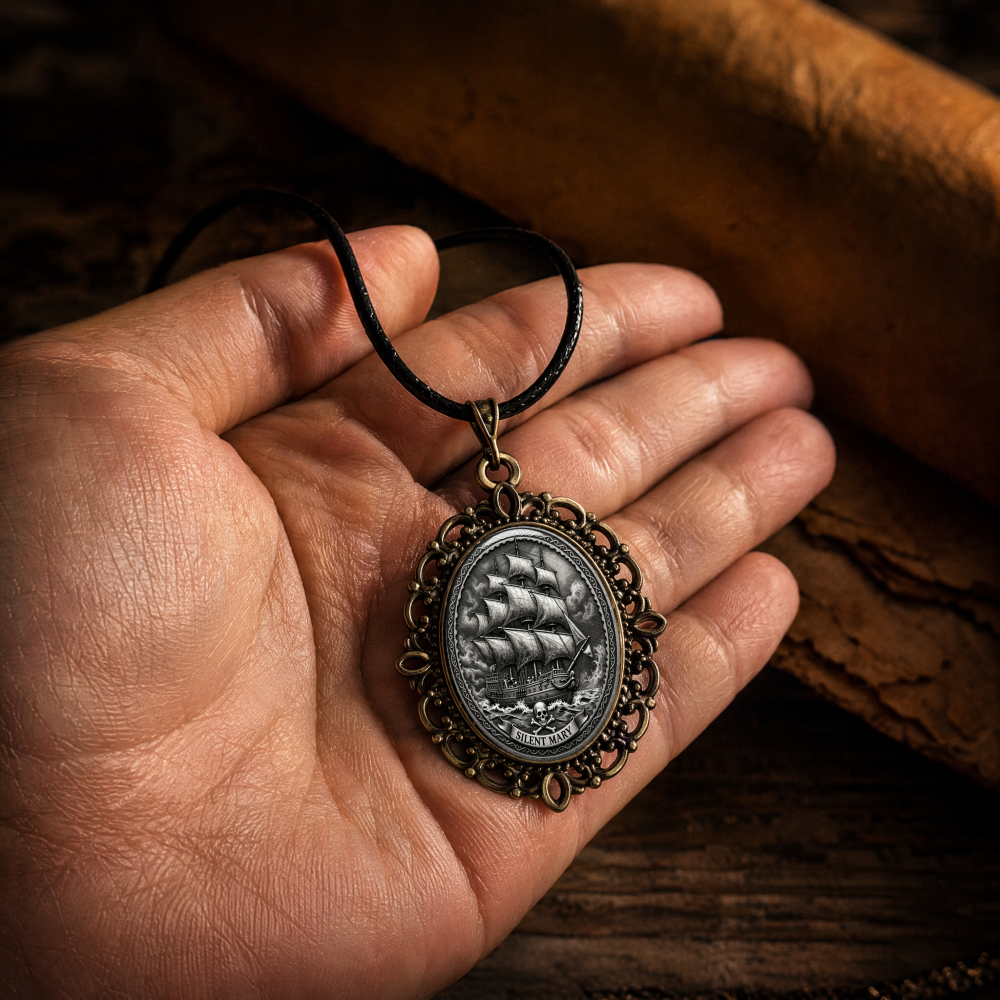 Vintage Oval Embossed Pendant Necklace, Unisex Design