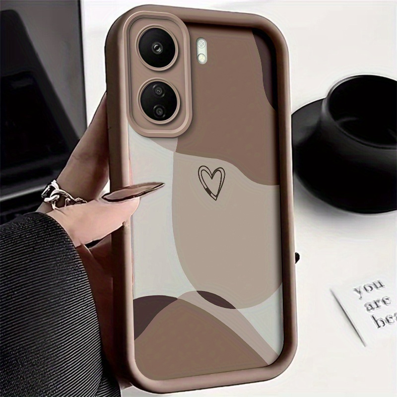 TEMU Phone Case - Abstract Minimalist Heart Phone Case | Aesthetic In Neutral Tones | Compatible With For Redmi 13c 5g | Flexible Tpu Full Coverage