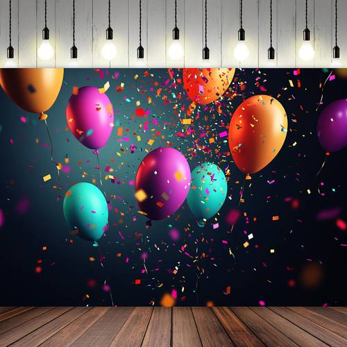 1pc colorful balloons confetti banner backdrop polyester fabric home decor for birthdays anniversaries parties 39x59 51 18x59 70 8x90 5 inch no electricity needed indoor outdoor use happy birthday balloons party decoration festive atmosphere multipurpose decoration