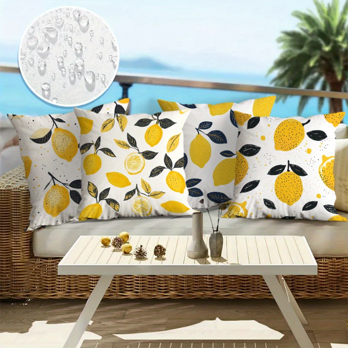 summer lemon print outdoor throw pillows patio furniture Temu