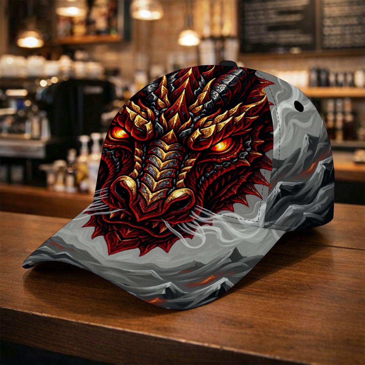 TEMU 1 With With Eyes And Red Scales On Gray Background Adjustable Snap Button Printed Baseball Is A Perfect Gift For Men And Women, Being An