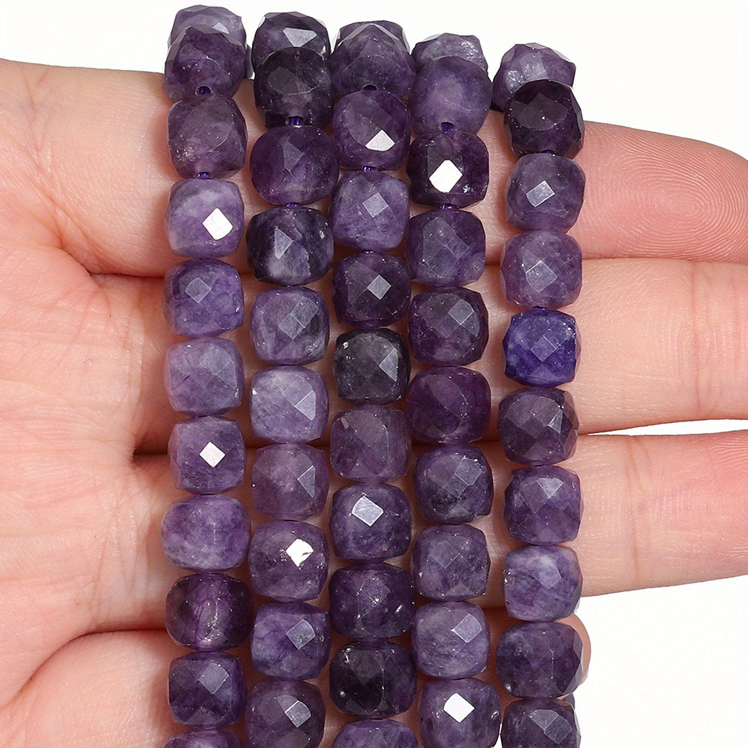 

Natural Amethyst Stone Beads 7mm 22/46pcs Square Cube Geometric Shape Loose Spacer Beads For Jewelry Making Diy Bracelet Necklace Accessories