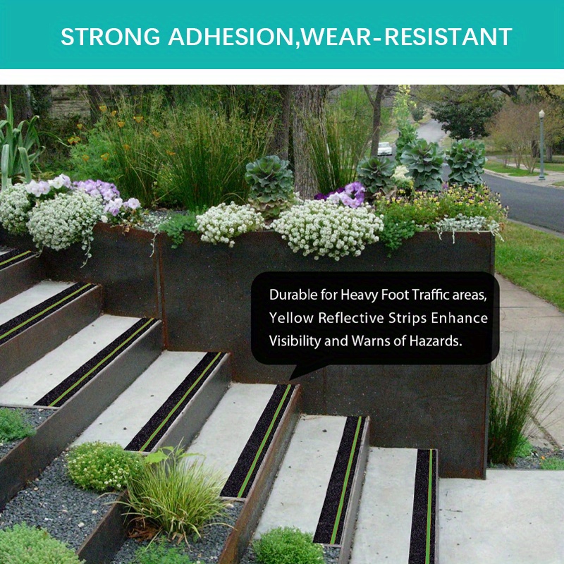 5-10片装夜光防滑胶带，24x4英寸高摩擦防水耐候设计，带夜光绿条纹，多表面兼容，安装简便，强力粘胶适用于室内外楼梯踏板 商品详情 8