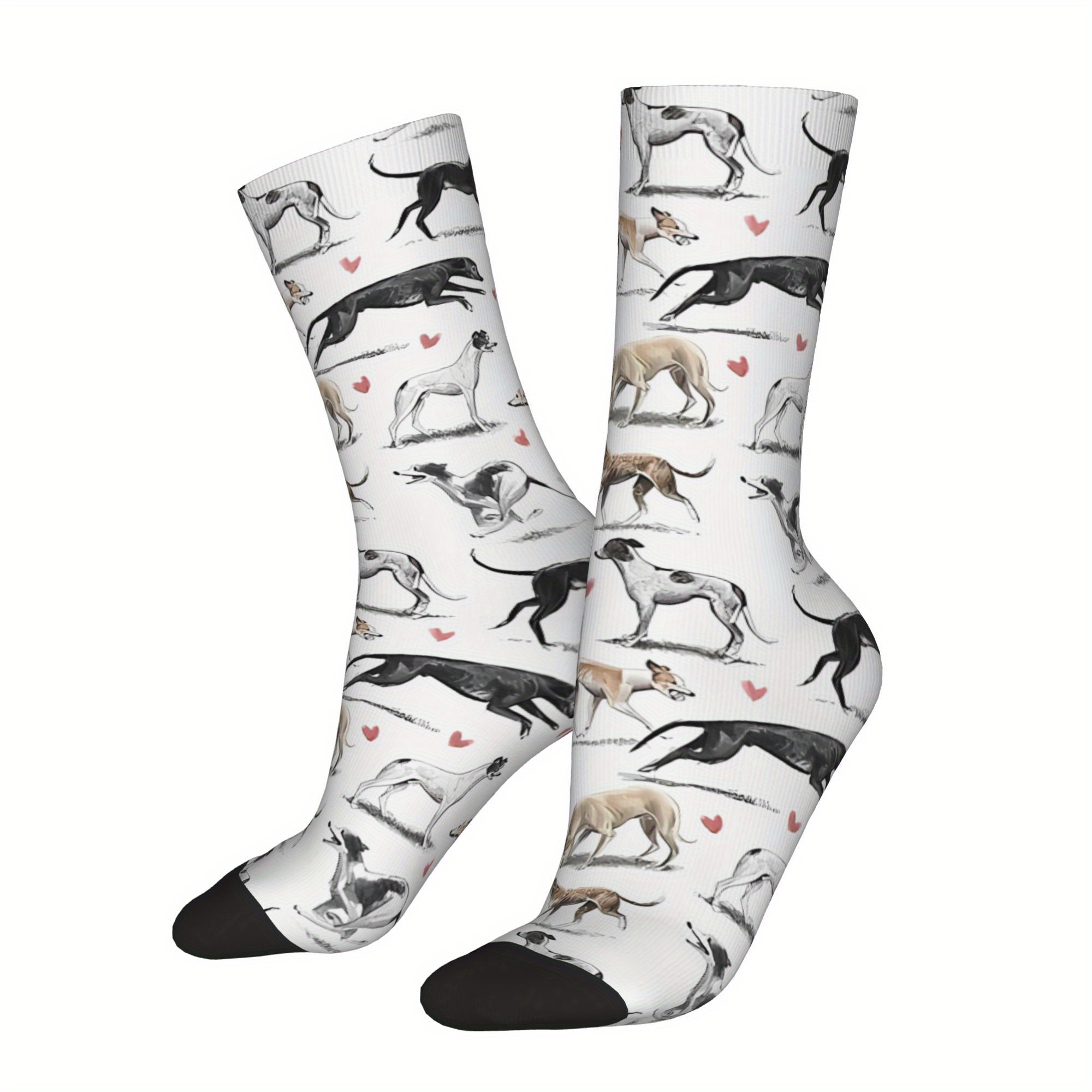 TEMU 1 Pair Funny Happy Greyhounds Vintage Harajuku Hip Hop Novelty Casual Crew Crazy Sock