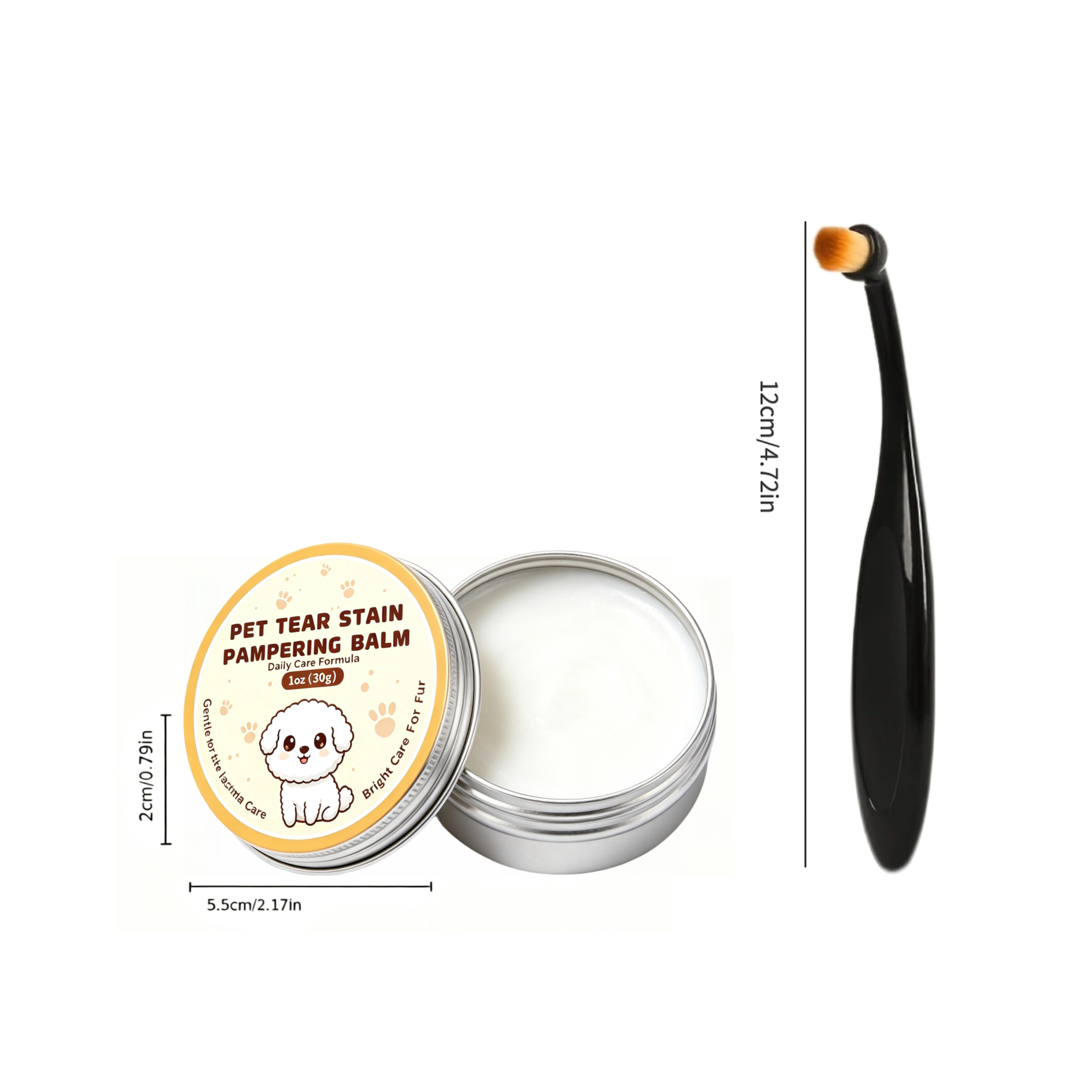 TEMU Crème -taches de pour animaux de compagnie avec set de brosse douce - Nettoyant professionnel -taches de pour chats et chiens - Nettoie