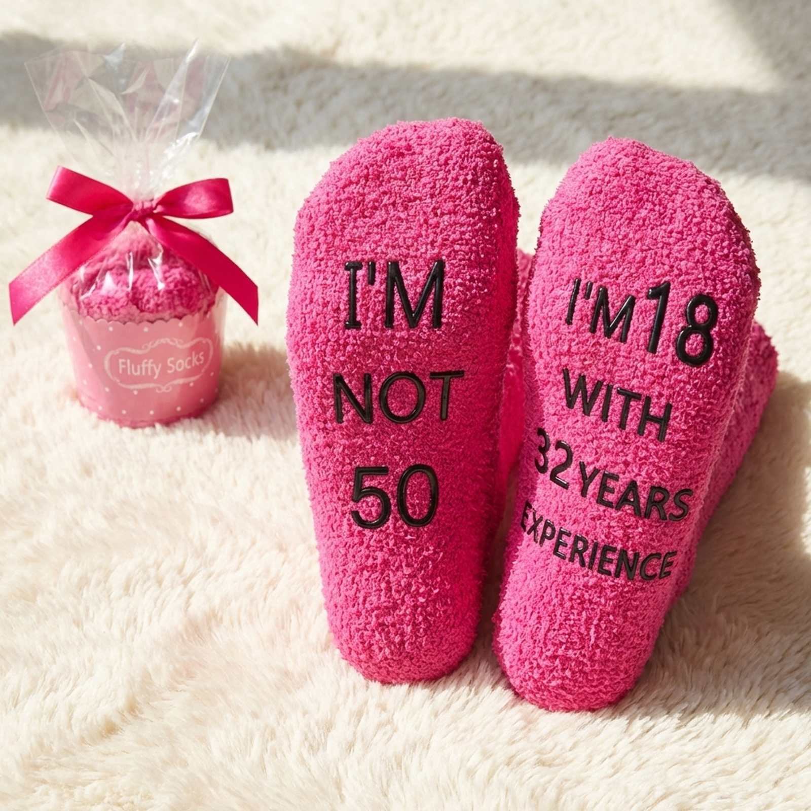 TEMU 1 Pair Of 50th Birthday Gifts For Women, Creative And Fun Plush Socks As Special 50th Birthday Gifts For Ladies, Unique Presents For 50-year-old