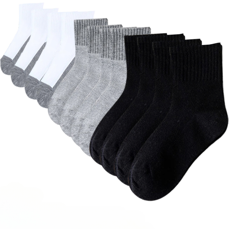 TEMU Autumn And Winter 6 Pairs Of Solid Color Socks, Unisex Spliced Mid Tube Sports Socks, Men's Casual Socks, Sports Socks, Random Colors, Suitable
