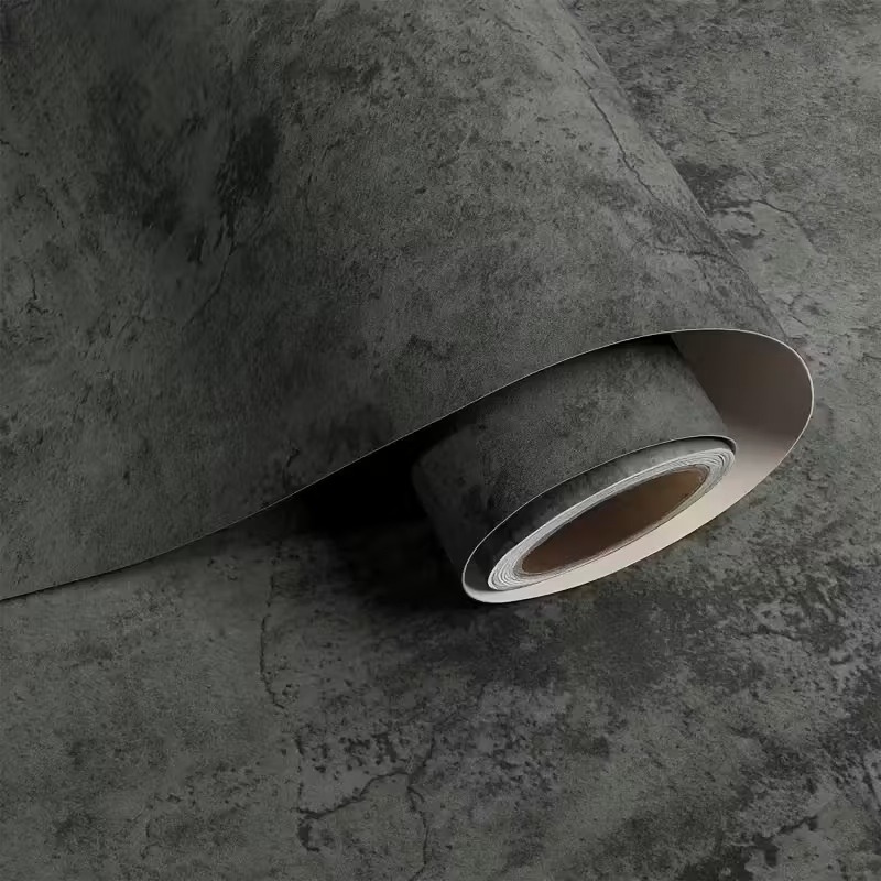 Image of 1 Roll Of 1/3/5m Cement Industrial Style Vinyl Self-adhesive Wallpaper, Bedroom Living Room Dining Tv Cabinet Sticker Decoration Renovation, Wallpaper Peel And Stick, Room Decor, Halloween Decor