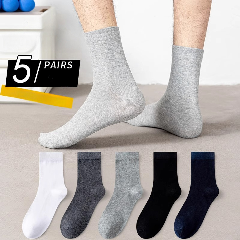 

5 Pairs Diabetic Socks For Men And Women, Knit Fabric Crew Socks, Breathable Polyester Spandex , Ideal Gift For Seniors