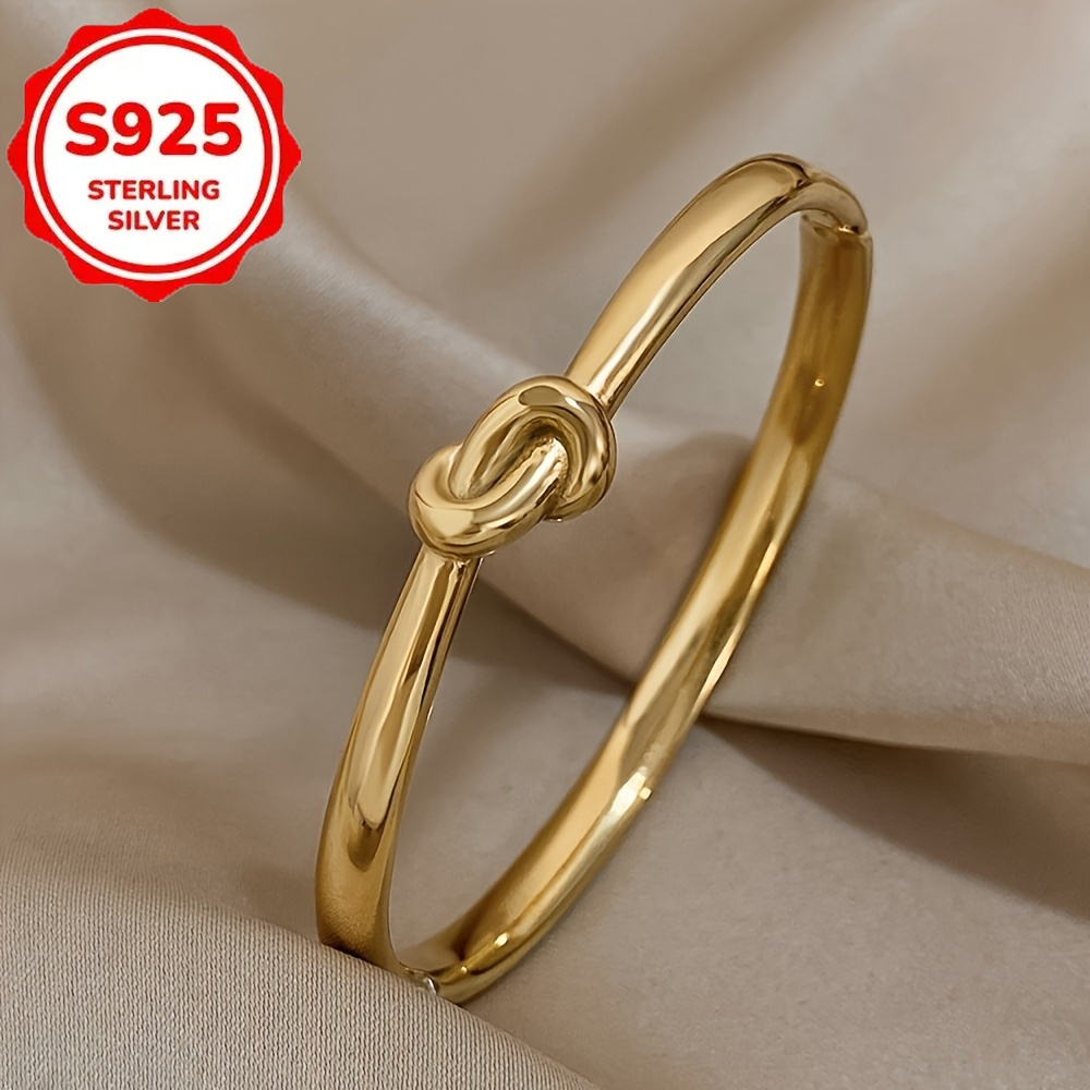 TEMU A Stylish And Elegant Twisted Bracelet Made Of S925 Sterling Silver, Coated With, Featuring An Adjustable Design. It's Versatile For Outfits And