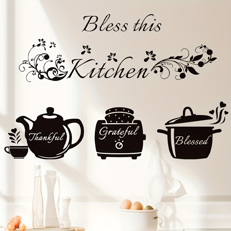 TEMU Decorative Wall Sticker For The Kitchen Featuring A Teapot And . It Has A Self-adhesive Matte End, Making It Ideal For The Kitchen, Dining Area,