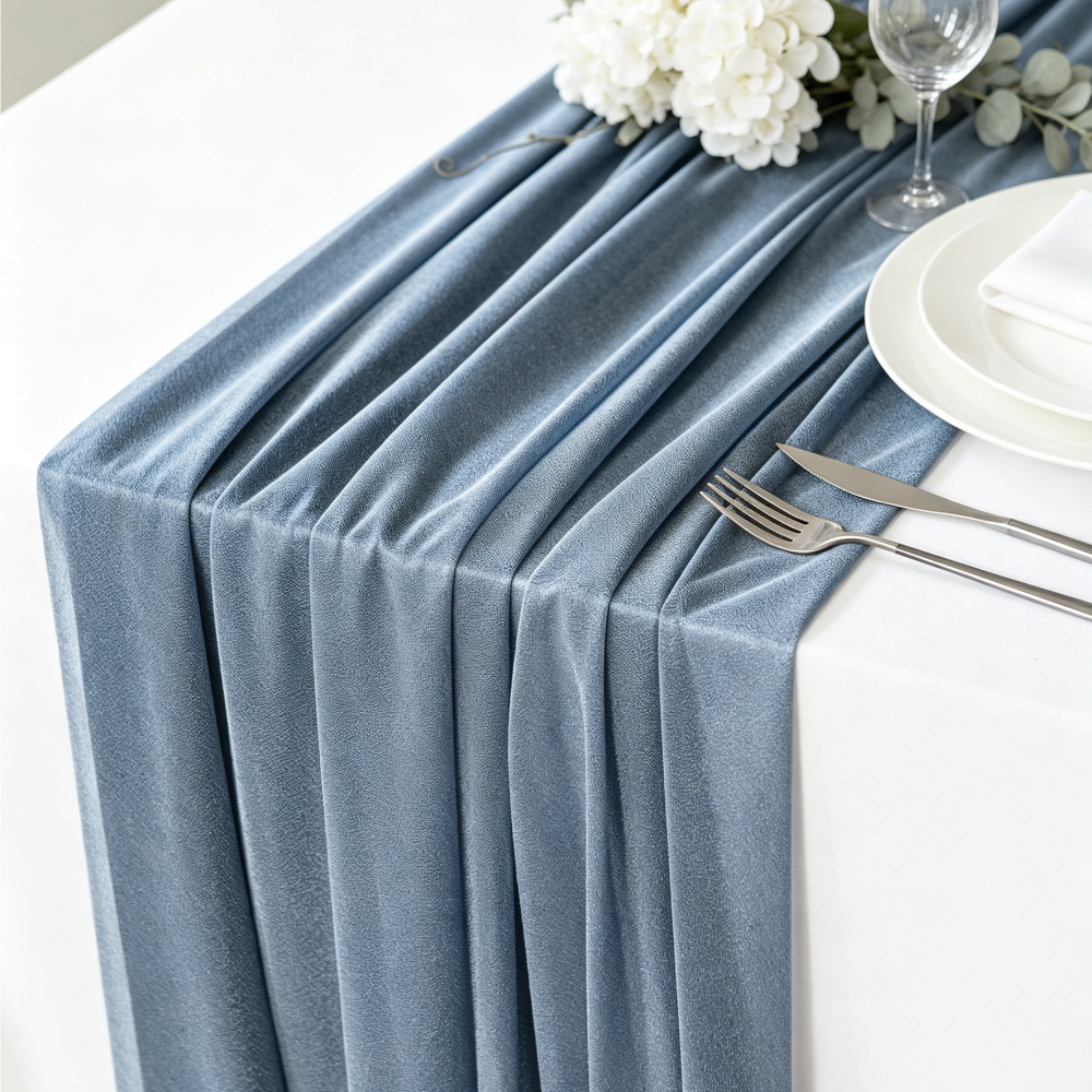 TEMU 1pc - Gray-blue Solid Yarn Shiny Tablecloth Runner, For Halloween, Thanksgiving, Oktoberfest, 2027 New Year, Christmas, Halloween, Thanksgiving,