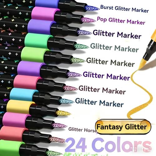 zwanzigfarbige doppelseitige glitzerstifte mit schnelltrocknender, klebriger tinte, feine spitze von der spitze bis zur basis für scrapbooking, kartenherstellung, journaling, malen - glitzermarker-set für s, künstler & zubehör, zwanzigfarbige doppelseitige farbstifte