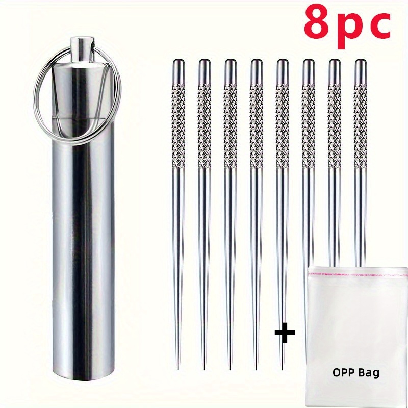 TEMU 8pcs Stainless Steel Toothpick Set, Mini Pocket Toothpick 1pc Opp Bag, Stainless Steel Waterproof Toothpick Case, Stainless Steel Toothpick Set