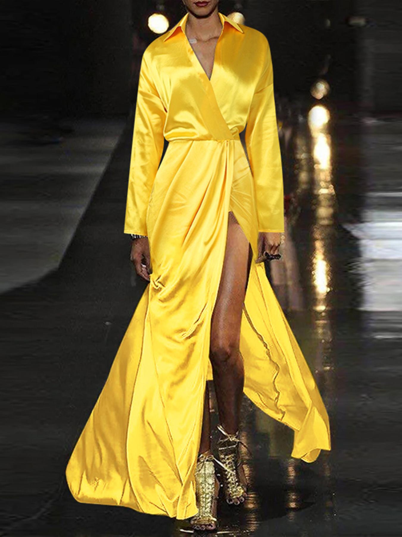 satin dress long sleeve maxi sold on Temu Canada