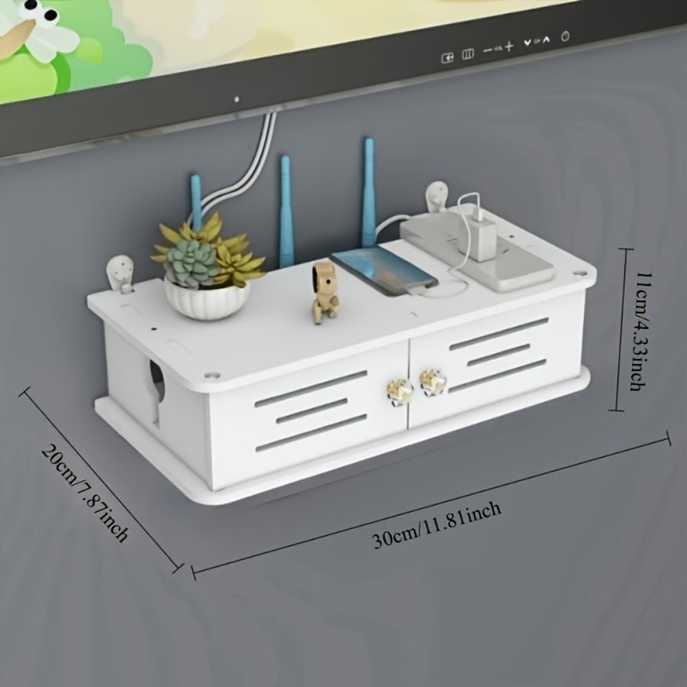 Wall-Mounted Router Storage Box with Double Layer Shelves