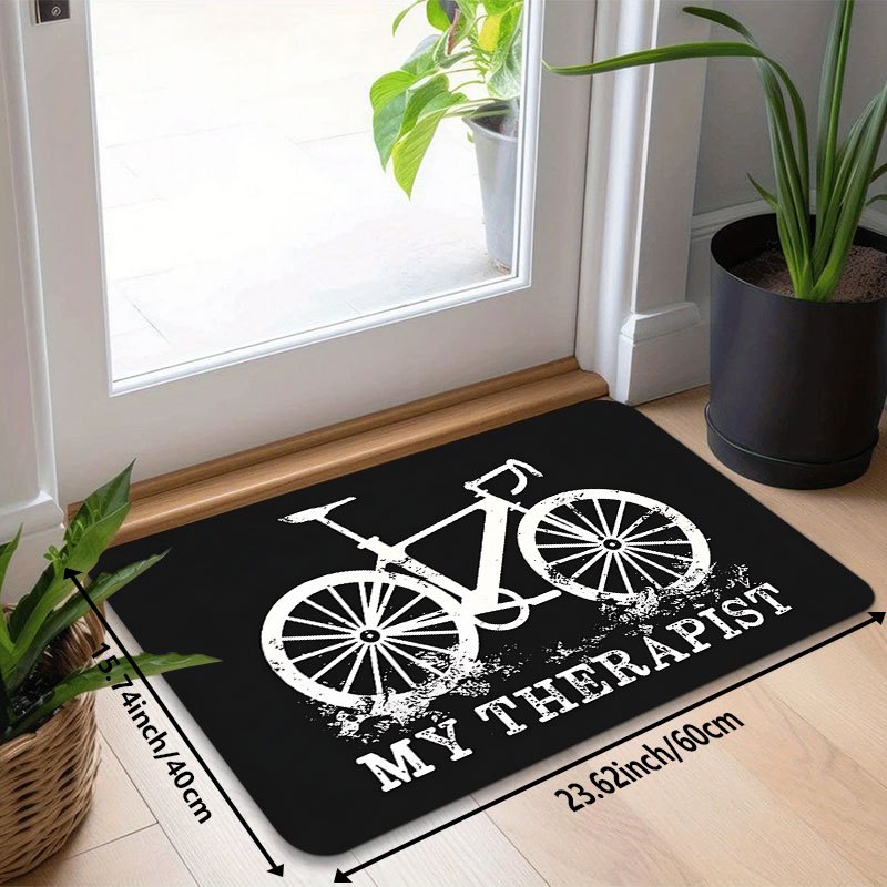 TEMU A Minimalist For Bicycle Pattern Outdoor Doormat Made Of Flannel Material, 0.47 Inches Thick, Suitable For The Entrance Of A Bike Workshop And
