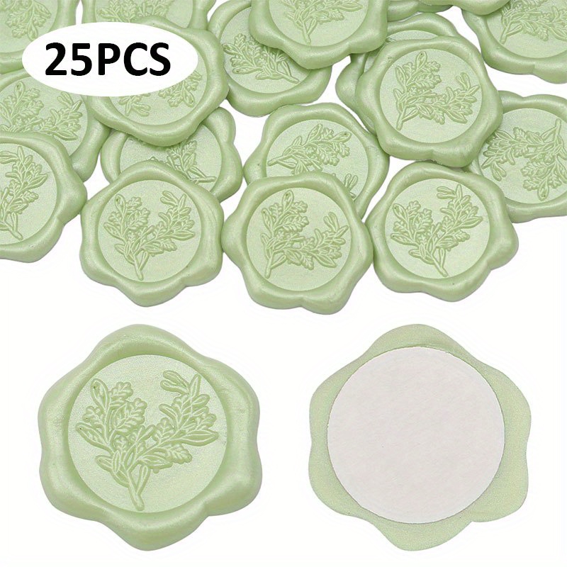 TEMU Ensemble de 25 autocollants de de cire d'eucalyptus en 3 couleurs - Idéal pour sceller les invitations, de Noël et de cadeaux. Ces autocollants