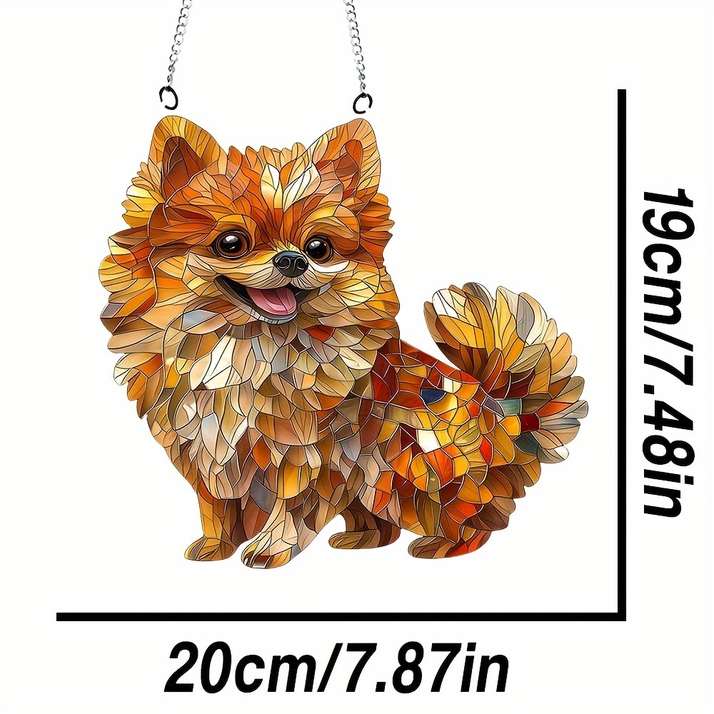 TEMU 2d Flat, 7.48inch Piece, Cute Pomeranian Light (1 X 7.87inch), Acrylic Painted Glass Home Decoration, Suitable For Indoor And Outdoor, Windows,