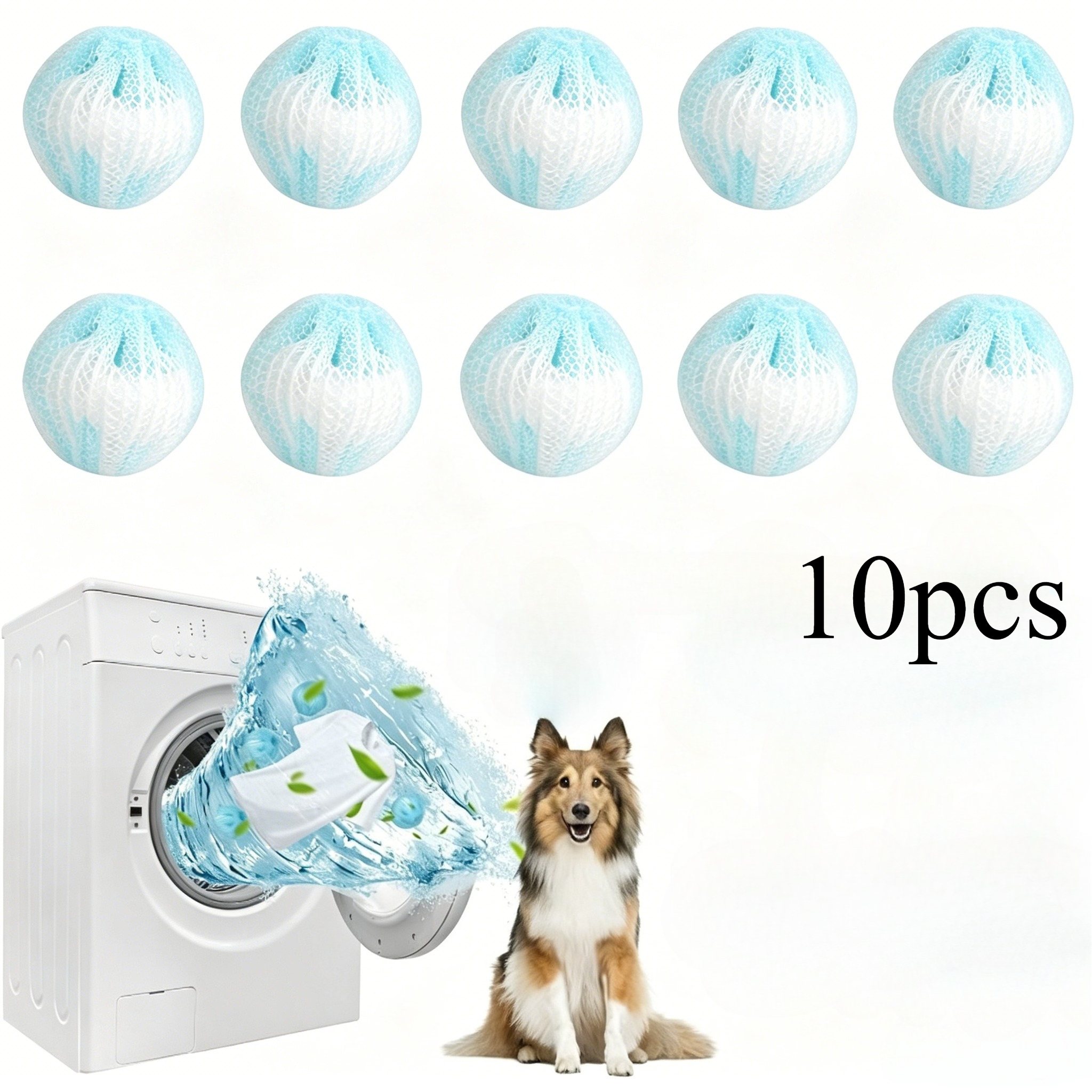 Image of 10pcs Pack Of Laundry Filter Balls, Reusable Washing Machine Hair Traps, Pet Hair Removers And Lint Collectors, Removing Lint From Clothes, Suitable For Home