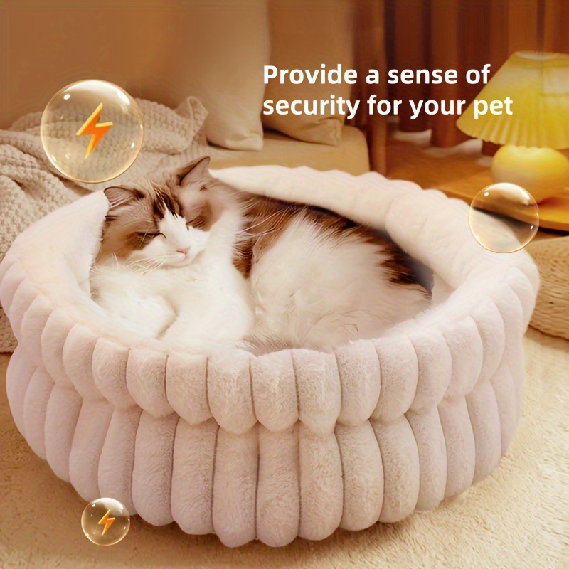 1pc washable donut pet bed for cats small dogs super soft round litter box with non slip bottom indoor   season     in multiple sizes cat litter box cozy cat furniture decorative cat bed   material Product details 3