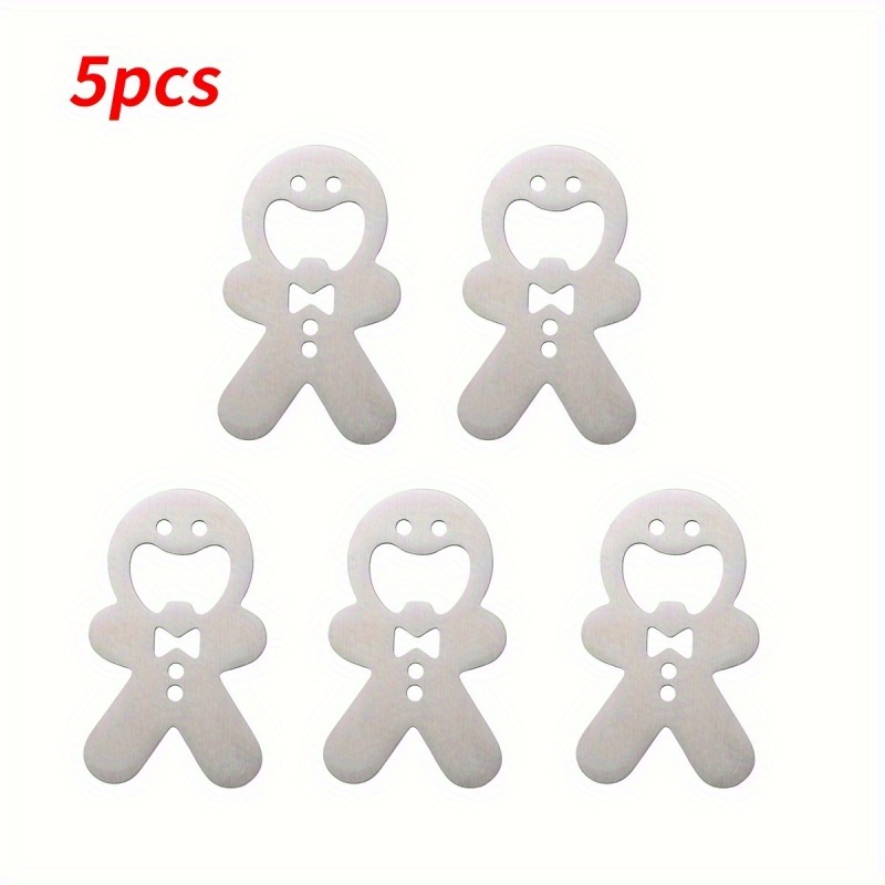 Set Of 5 Stainless Steel Bottle Openers - Ideal For Beer, Soda, Kitchen Use, And Holiday Decor (gifts For New Year), , Festive Design, Sleek End, Perfect For Bar Owners