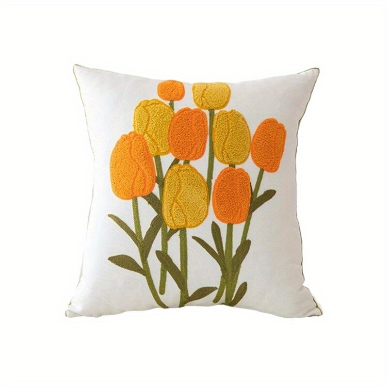 4 pack floral embroidered throw pillow covers double sided printed polyester pillowcases with zipper closure 4 unique vibrant floral patterns machine washable for living room bedroom sofa decor embroidered pillow covers home decor contemporary style durable fabric accent pillows stylish   Product details 1