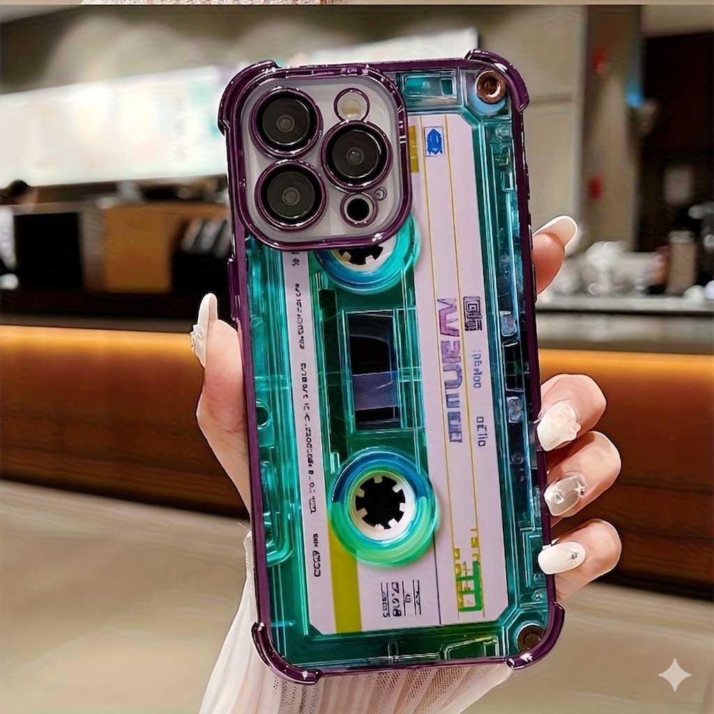 Phone Case: Unique Cassette Tape Design Transparent Soft Back Cover Shockproof Drop Protection Protective Case For Iphone 17/17 Air/17 Pro/17 Pro Max/16/15/14/13/12/11 Pro Max/plus