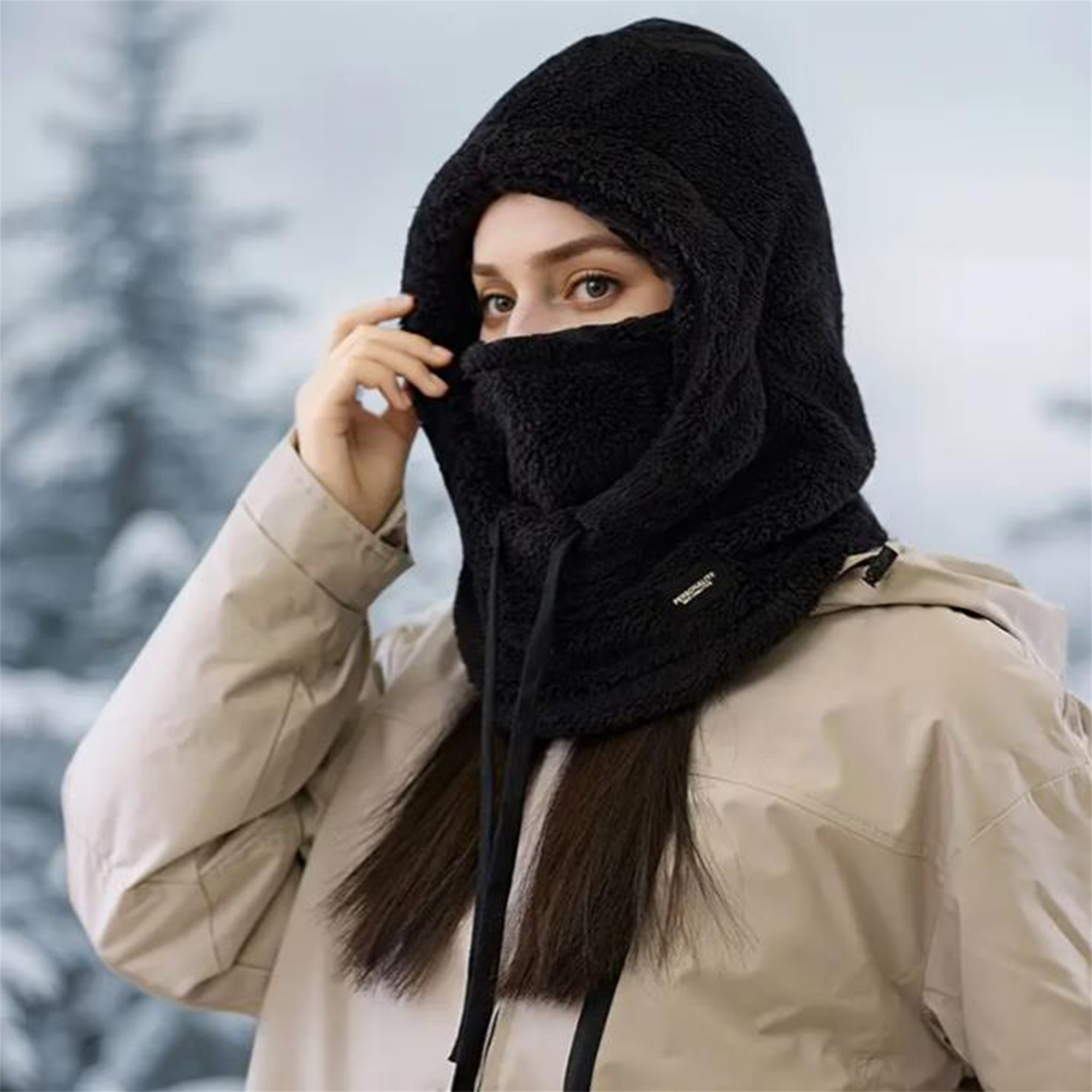 womens winter thickened beanie scarf set ear flaps warm Temu