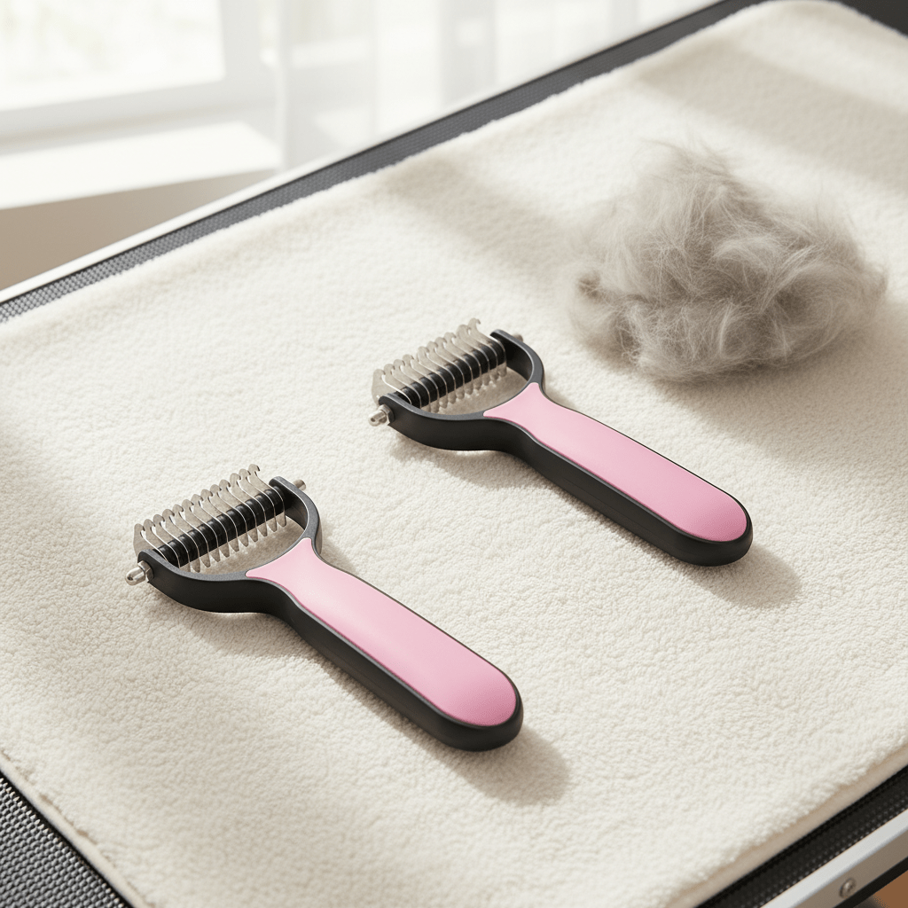 Image of 2-pack Double-sided Dematting Comb For Long-haired Cats And Dogs, Effortlessly Remove Mats And Loose Fur, Massage Comb For Grooming, Care Tool For Bathing And Daily Grooming.