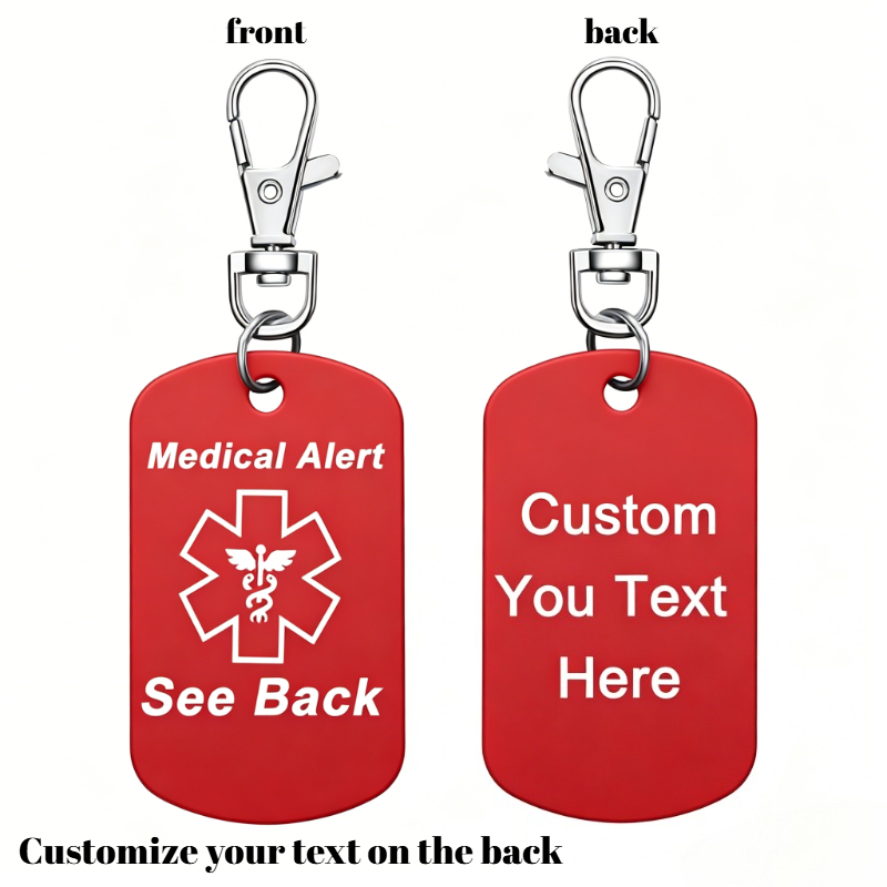 TEMU Personalized Keychain Tag Medic Chain Lable Custom Laser Engraving Emergency Medic Tag