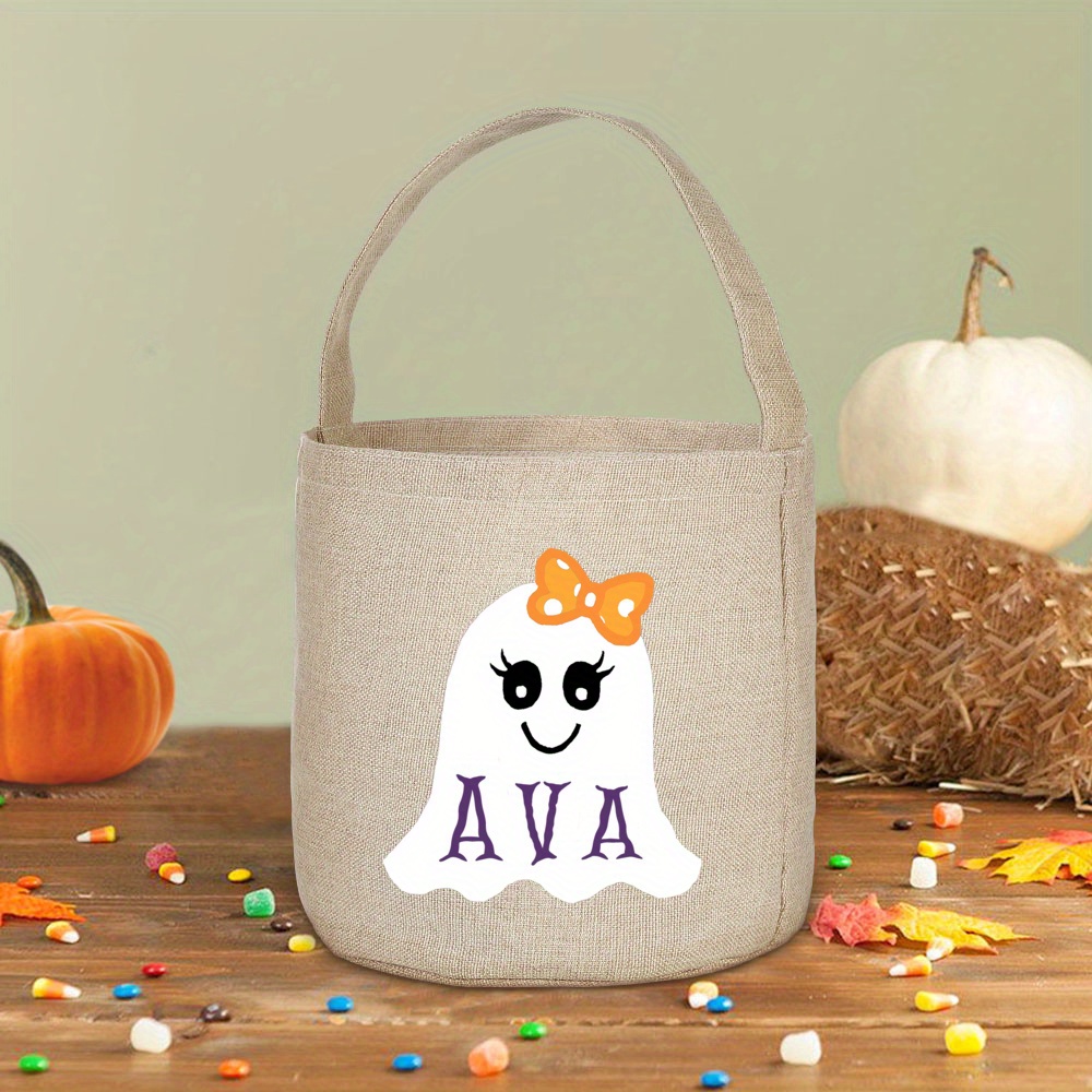 TEMU Gift For Her/him Personalized Halloween Basket - Custom Name | Trick-or-treat Container | Halloween Celebration Bag - Perfect Halloween Gift |