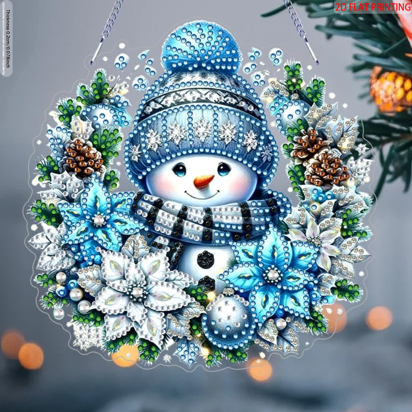 TEMU Stampa piatta 2D, ciondolo da appendere con pittura a diamante motivo di Natale, ornamento acchiappasole, da diamante antistress per adulti