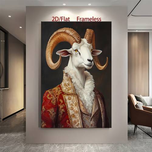 item picture 2d flat exquisite frameless wall art piece goat in red coat canvas decorative painting suitable for bedrooms kitchens living rooms dining rooms or cafes ideal for wall decoration best gift