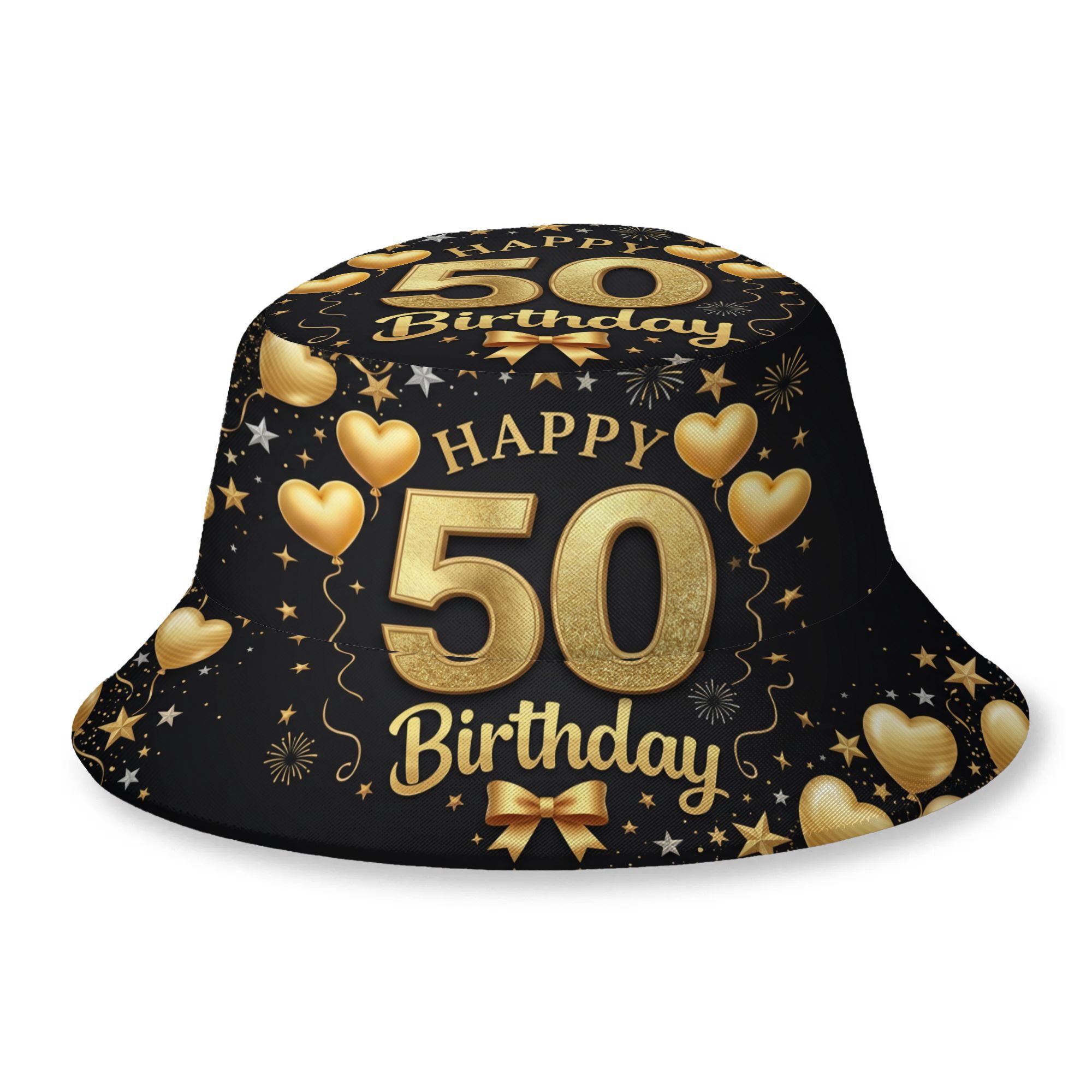 TEMU 1pc Golden 50th Birthday Gift 50 Years Old Bucket Hat Fashion Hat Bucket Hat For Men Women Travel Bucket Hat