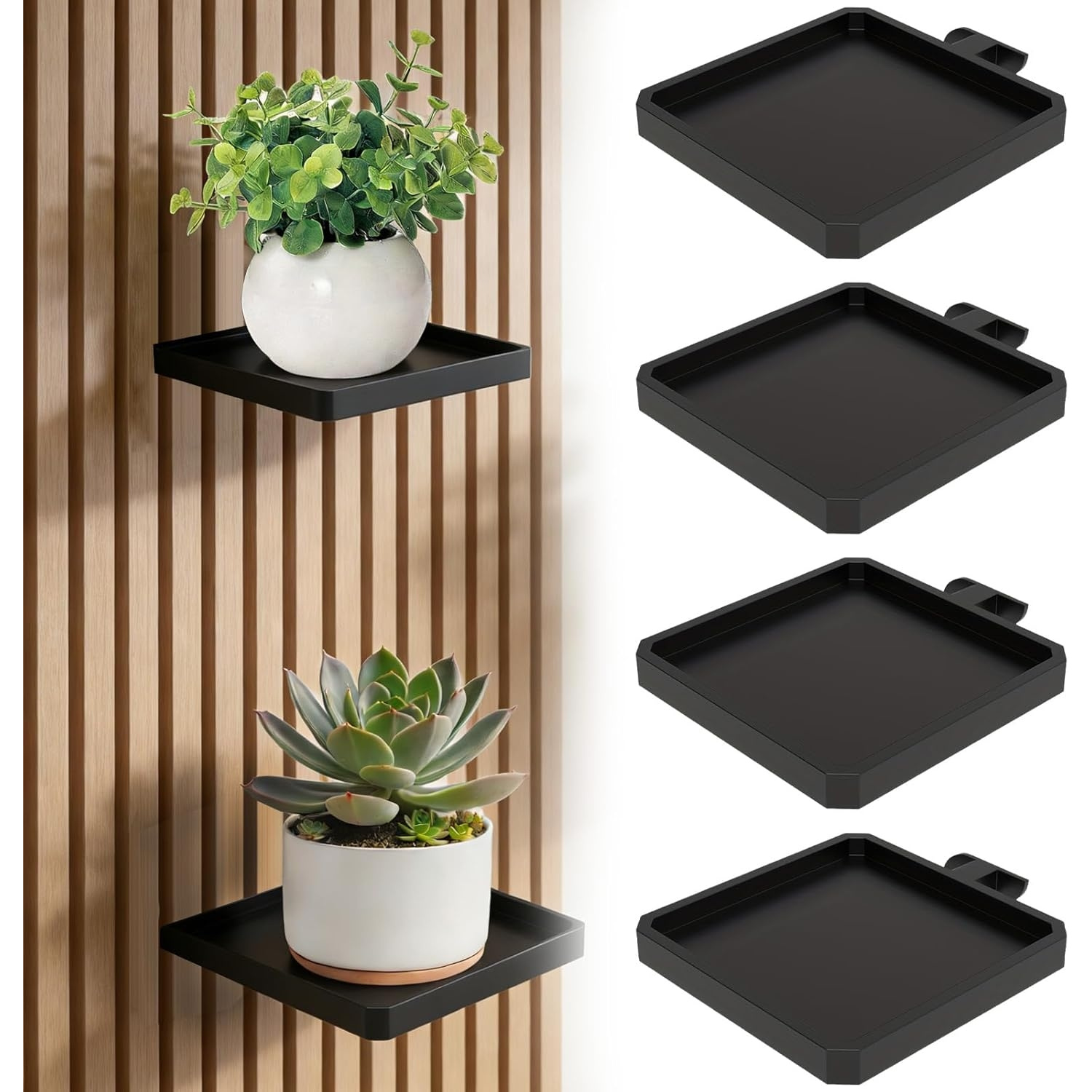 Acoustic Panel Accessories, 4pcs Of Plant Holders Acoustic Panels Without Drilling 13 X 11.5, Plant Tray Shelf, Acoustic Panel Plant Holders Black, Living Room Bedroom Office