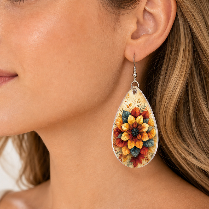 Women's Vintage Scottish Leaf Mandala Earrings