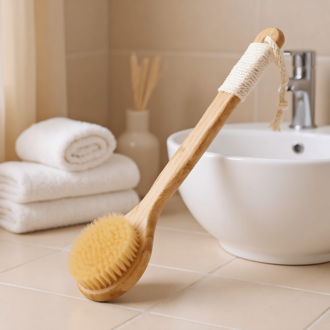 1pc heavy duty shower body brush with long handle deep cleansing exfoliating bath brush firm bristles for back legs feet non   for dry or wet use ideal for   bathroom essentials     scrubber   products Product details 3