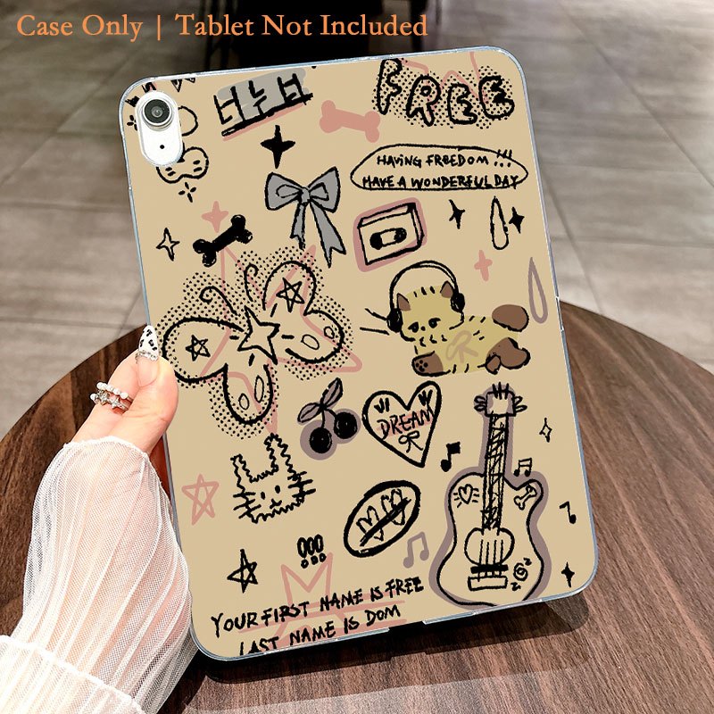 TEMU 2d Flat Guitar Music Dog Case For Ipad 10th Gen 10.9 12.9 Inch For Ipad Pro 11.0 Inch 2018 2020 2021 2022 2023 2024 For Ipad 2017 2018 Air 1 2 3