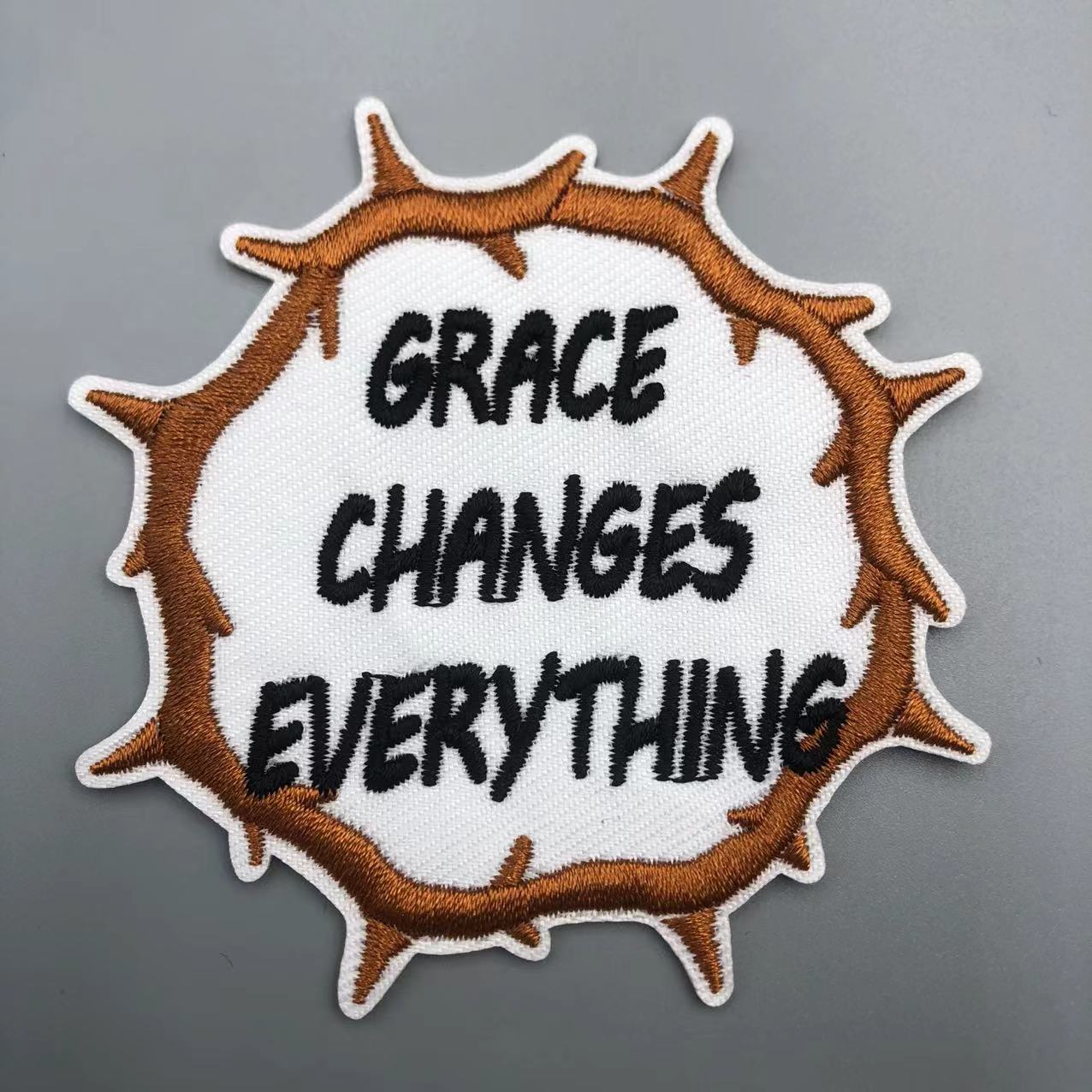 TEMU 1pc "grace Everything" Iron-on & Sew-on Patch Suitable For Clothes, Jackets, Hats, Bags - -based Multicolor Lettering With Hot Melt Or Needle
