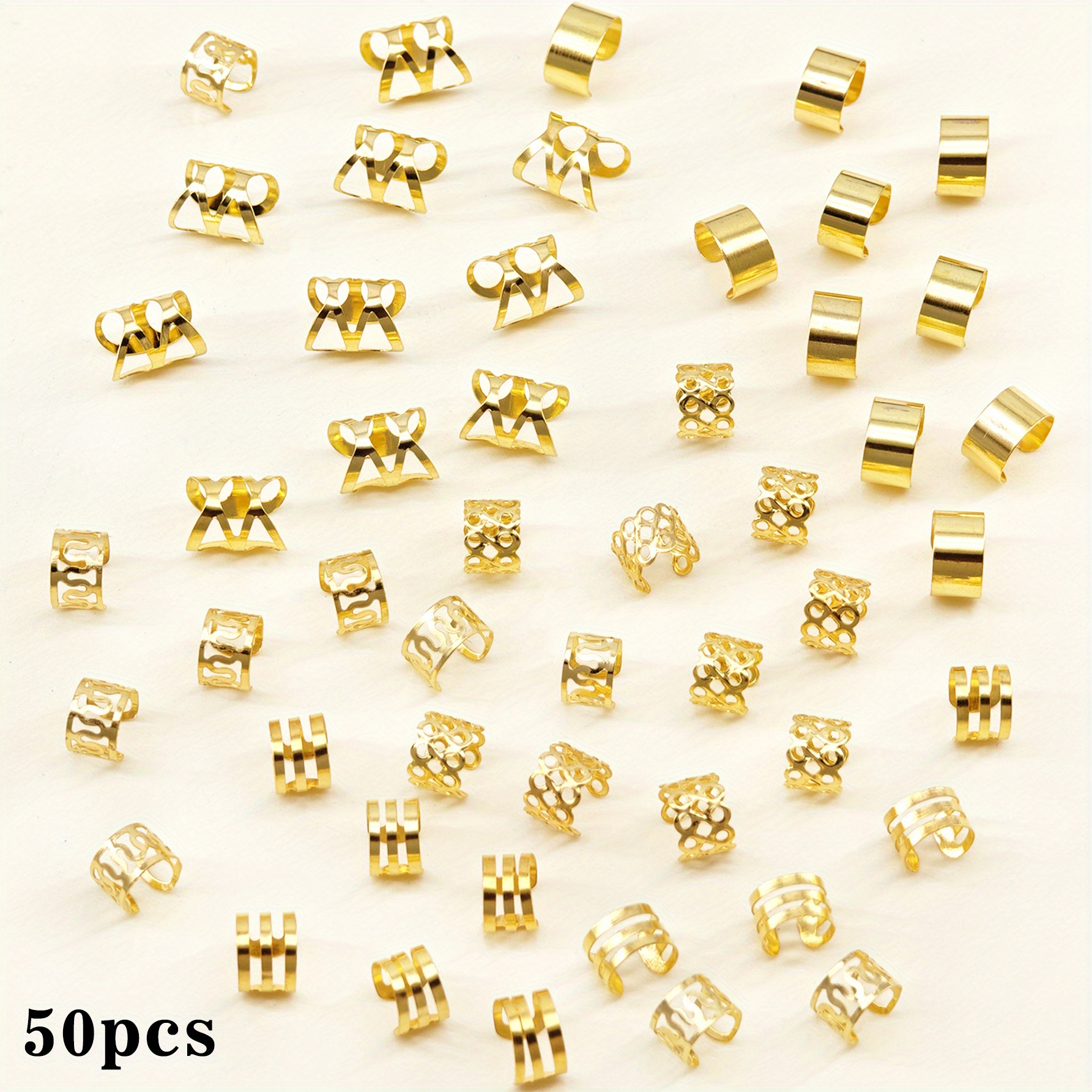 Image of 50pcs Loc Jewelry For Hair Braid Jewelry Additions For Jewelry For Dances And Parties Music Rings Cuffs Clips For Dreadlock Hair Braids Jewelry Decorations