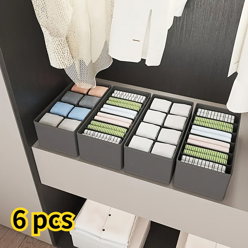 6-Pack Foldable Open Drawer Storage Boxes for Underwear & Socks