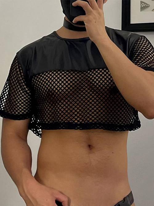 herren kurzarm crop t-shirt rundhals party t-shirt oberteil