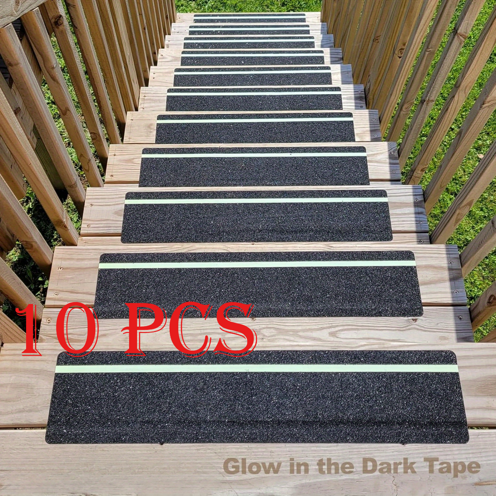 10pcs Of -the-dark Non-slip Grip, High Friction, Waterproof For Stairs, Decks, Black