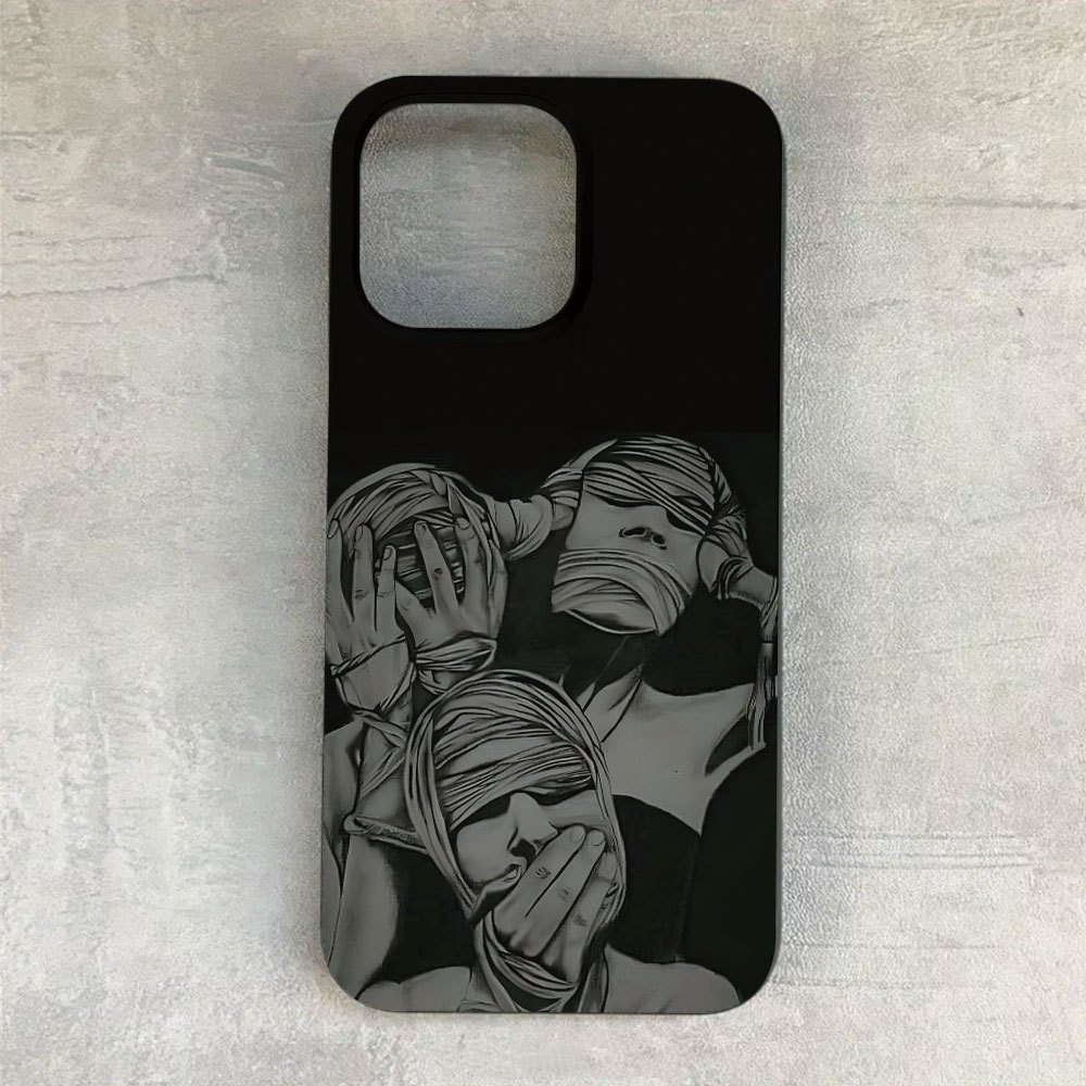 TEMU Phone Case - Abstract Style Entangled Human Portrait Phone Case - Trendy New Matte Printed Cover For Iphone 17 16 15 14 13 12 11 X 8 (classic