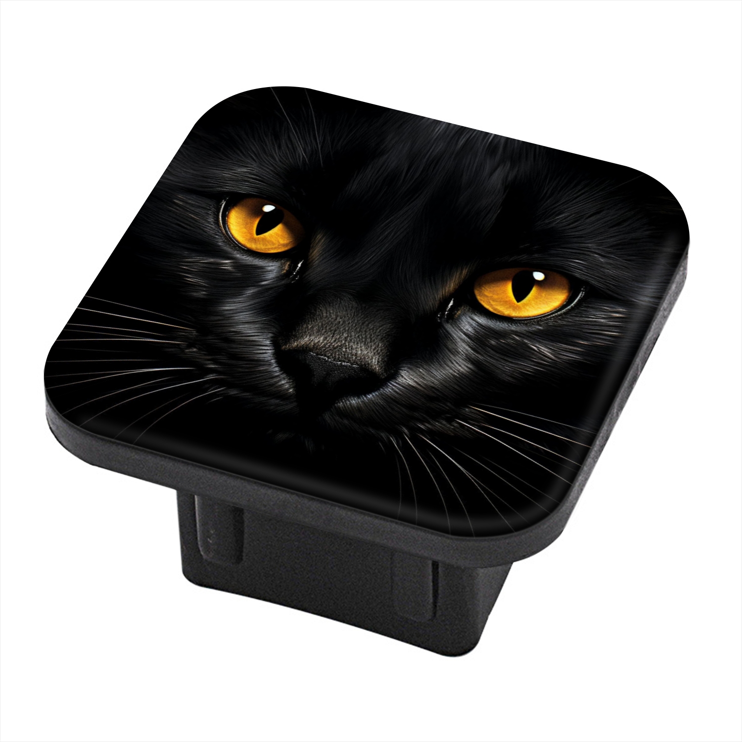 TEMU Hitch Cover Fits For 2-inch Hitch, Trailer Hitch Cover Tube Plug Insert, Car Exterior Additions, Receiver Tube , Black Cat With Yellow Black